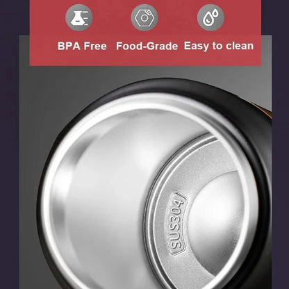 800ml Edelstahl Thermobecher - Tragbarer Vakuumflasche für heiße und kalte Getränke, Outdoor-Sport-Wasserflasche mit Strohhalm