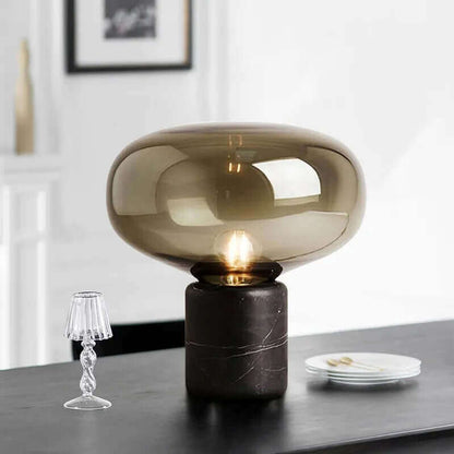 Marmor + Glas Design Tischlampe