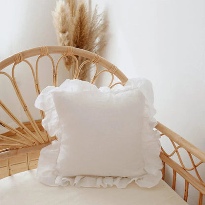 Kissenbezüge und Kopfkissenbezüge aus reinem Leinen mit sanften Volants - Linen Elegance