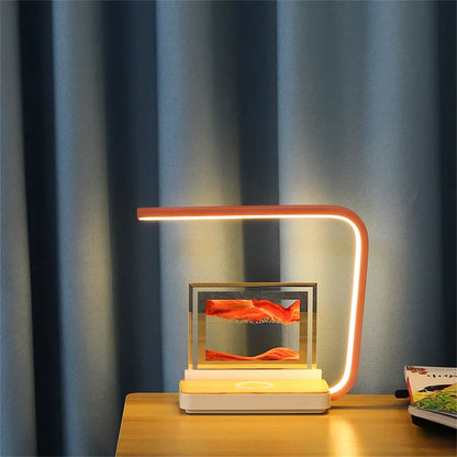 3D-Sand-of-Time-Lampe mit Touch-Dimmung und kabellosem Aufladen des Mobiltelefons