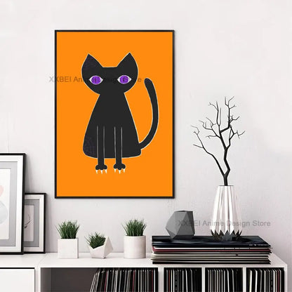 Space-Age Atomic Cat Premium Canvas-Poster