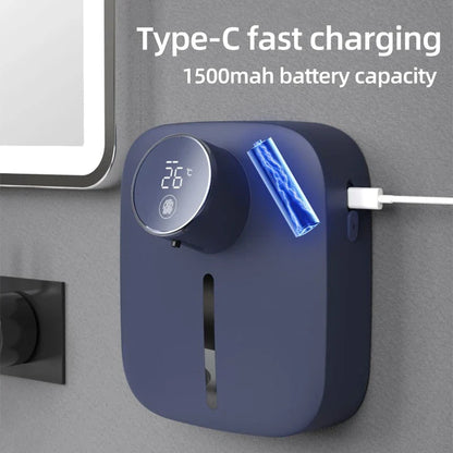 Wandmontierter automatischer Seifenspender mit Infrarotsensor berührungsfreier Schaum USB wiederaufladbar