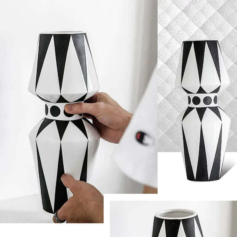 Nordic Design Schwarze und Weiße Gestreifte Vase