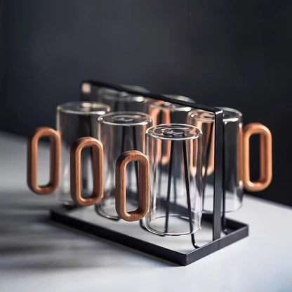 TimberCharm – Rustikales Glasbecher mit Holzgriff für stilvolle Trinkmomente