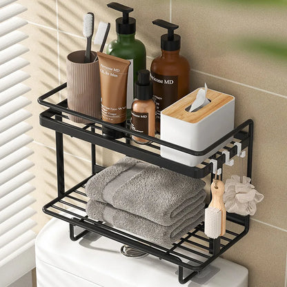 Badezimmerregal über der Toilette – Langlebiges Schmiedeeisen, Einfache Installation, Wahl zwischen 1 oder 2 Ebenen