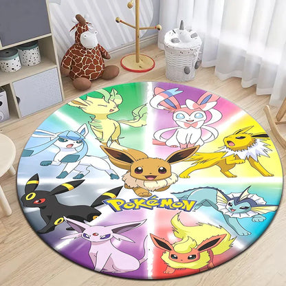 Pokemon Cartoon HD Gedruckter Rundteppich Dropshipping Teppich für Wohnzimmer Bereich Teppich Große Haustiermatte Weiche Kreis Teppiche Raumteppich