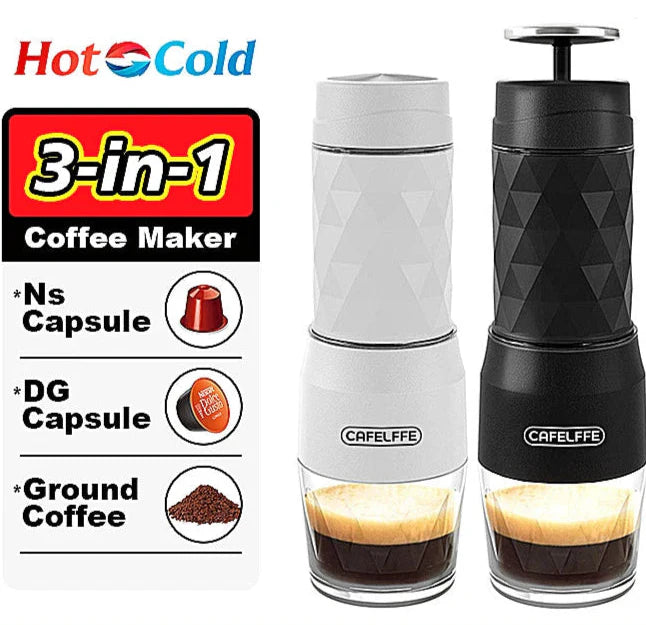 Cafelffe 3-in-1 Tragbarer Kaffeekocher – Manueller Espresso-Brauer für Reisen & Abenteuer im Freien