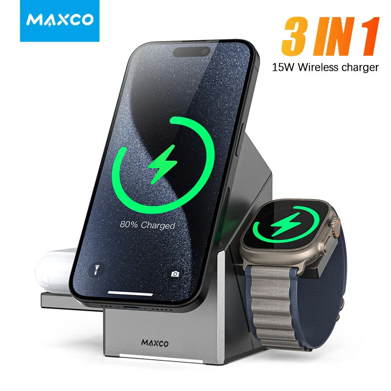 3-in-1 Magnetischer Drahtloser Ladegerät-Ständer