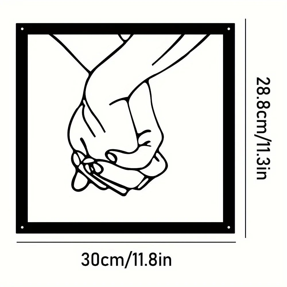 Verbundene Hände Metall-Wanddekoration – Minimalistisch und Verbindend
