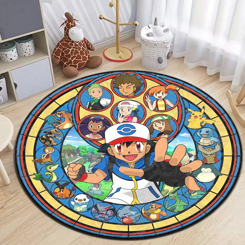 Pokemon Cartoon HD Gedruckter Rundteppich Dropshipping Teppich für Wohnzimmer Bereich Teppich Große Haustiermatte Weiche Kreis Teppiche Raumteppich