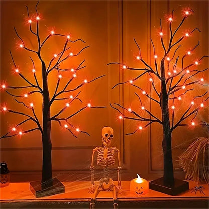 Garduru-schöne LED-Tischlampe für Halloween im Birkenbaum-Design