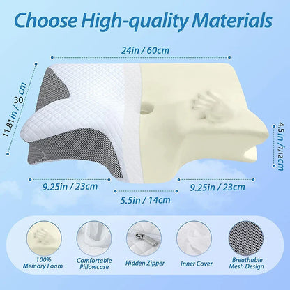 Memory Foam Nackenstützkissen – 2-in-1 Ergonomische Nackenstütze