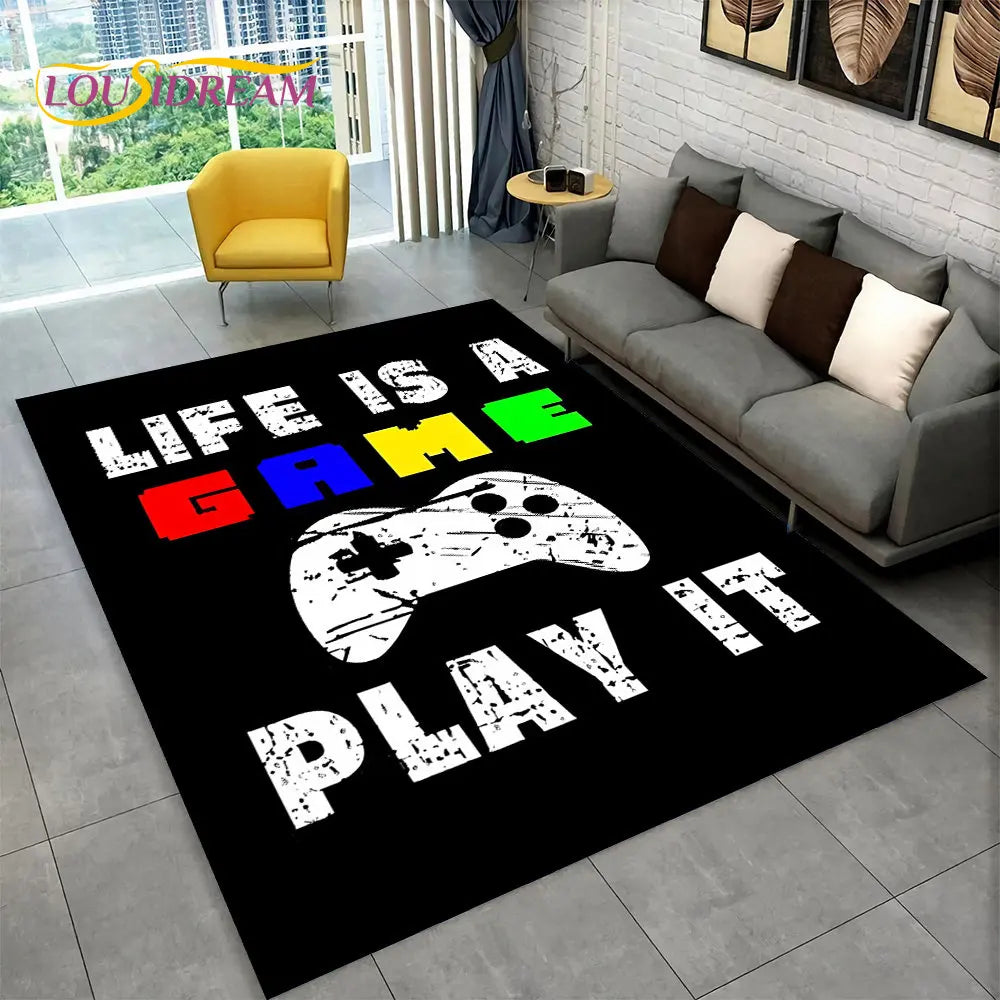 3D Cartoon Gamer Teppich - Ultra-weicher, mehrfarbiger Teppich mit rutschfester Unterseite für Kinder und Gaming-Bereiche 120x160 cm
