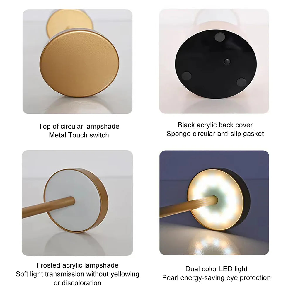 Klassische wiederaufladbare Touch-Tischlampe – stufenlose Dimmung & 3 Farbmodi