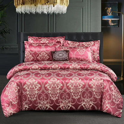 Wostar Satin-Rayon-Jacquard-Bettbezug, 220 x 240, Sommer-Luxus-Doppelbett-Bettwäsche-Set