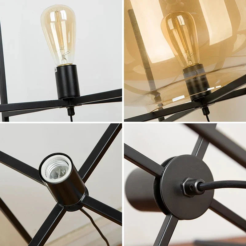 Garduru Glas Stehlampe | Elegantes Design | Amber oder Grau | Dimmbares Licht für Stilvolles Wohnen