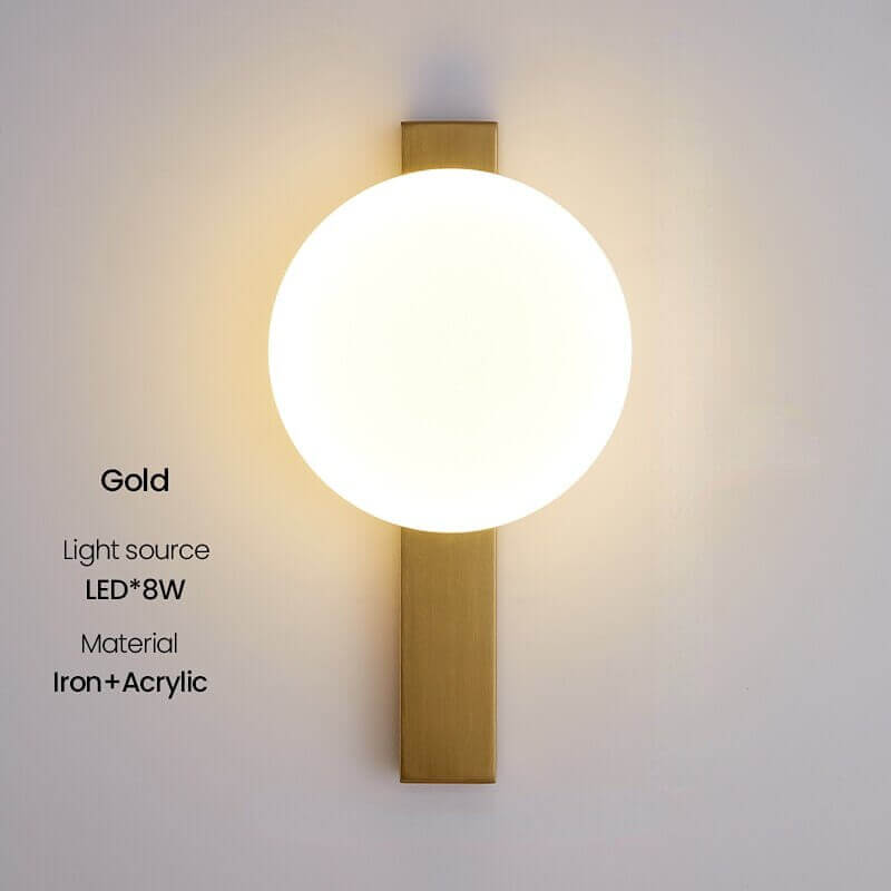 Minimalistische Nordic Wandlampe mit gefrostetem weißen Ball