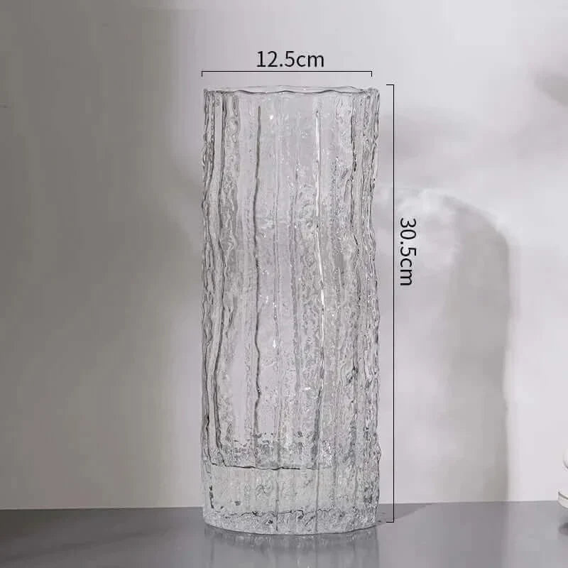 Zeitgenössische Fluted Transparente Glas Blumenvase