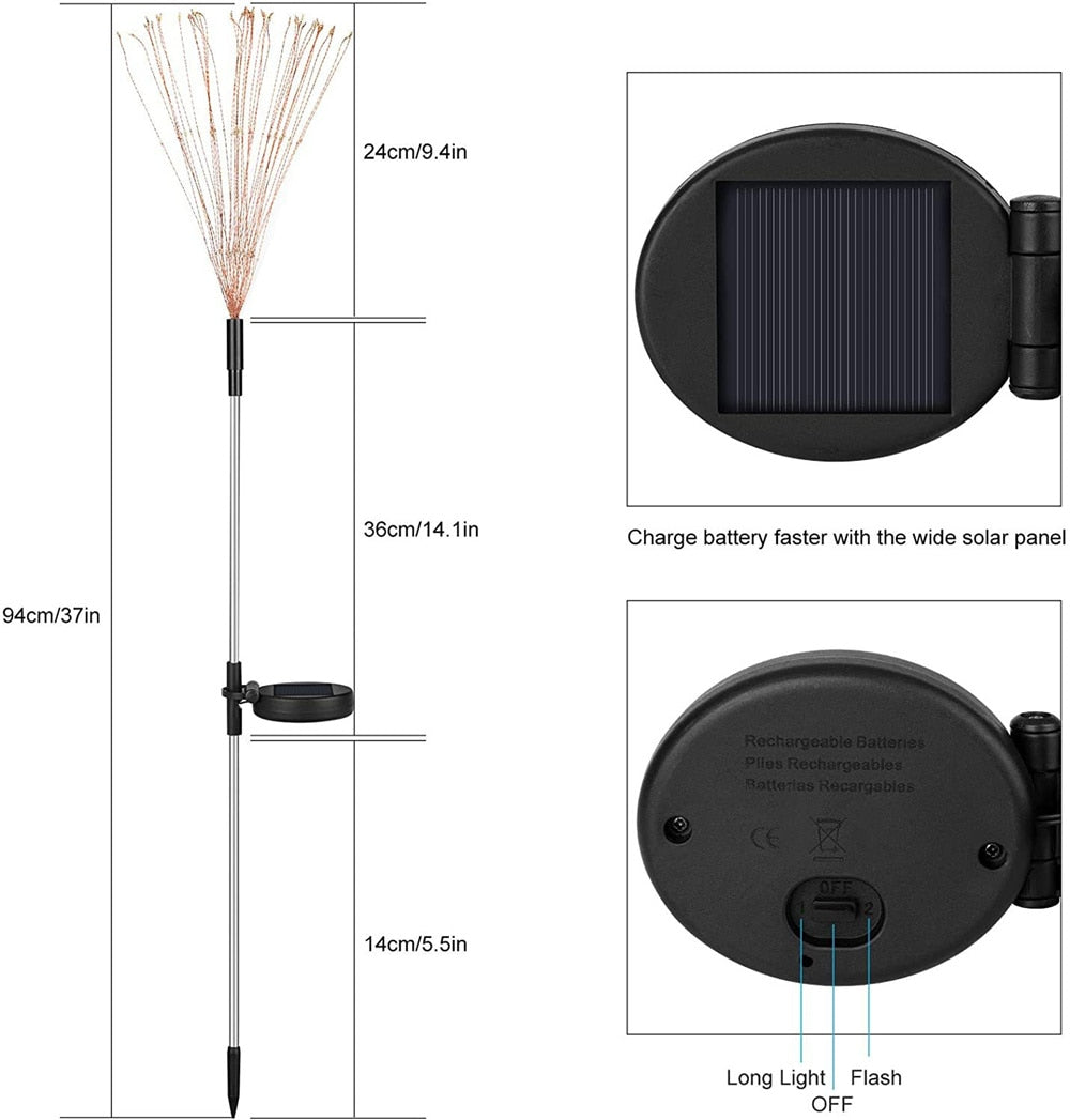 Solar-Feuerwerk-LED-Gartenlampe - Löwenzahn-Design