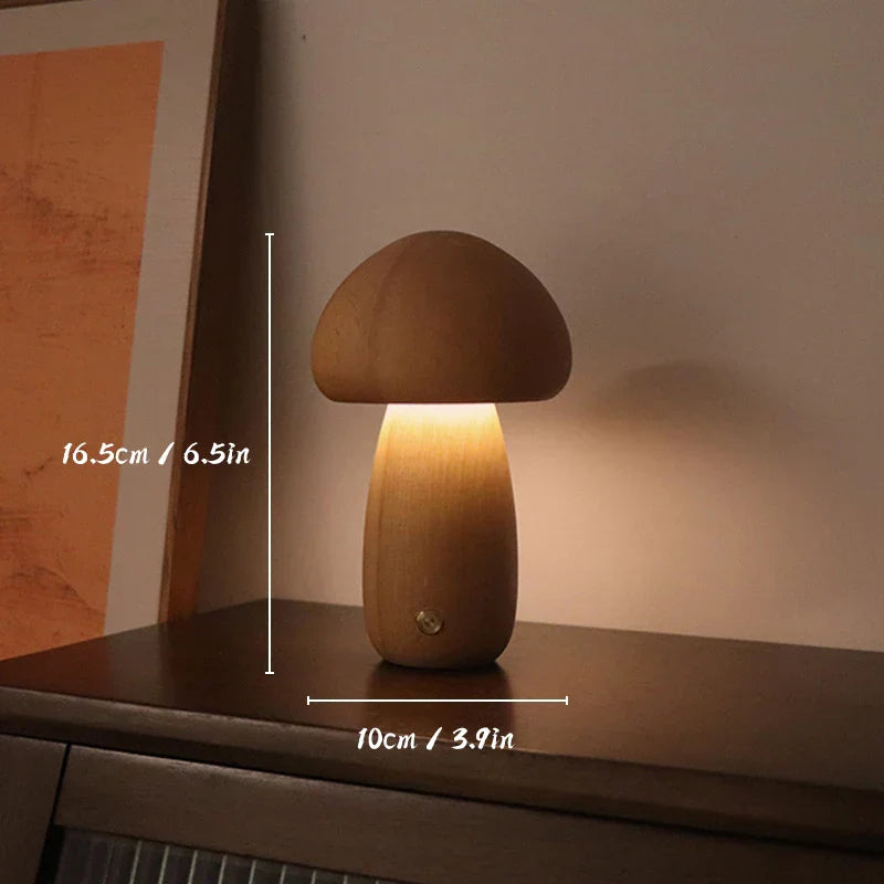 MushroomGlow – Holz Tischlampe mit natürlichem und modernem Design