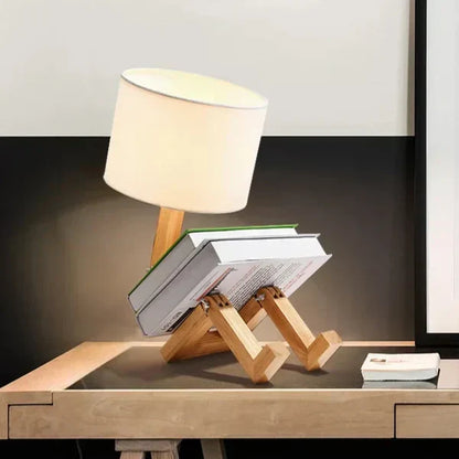 Moderne Holz Tischlampe mit integriertem Buchhalter – Stilvolle Beleuchtung für Ihr Zuhause