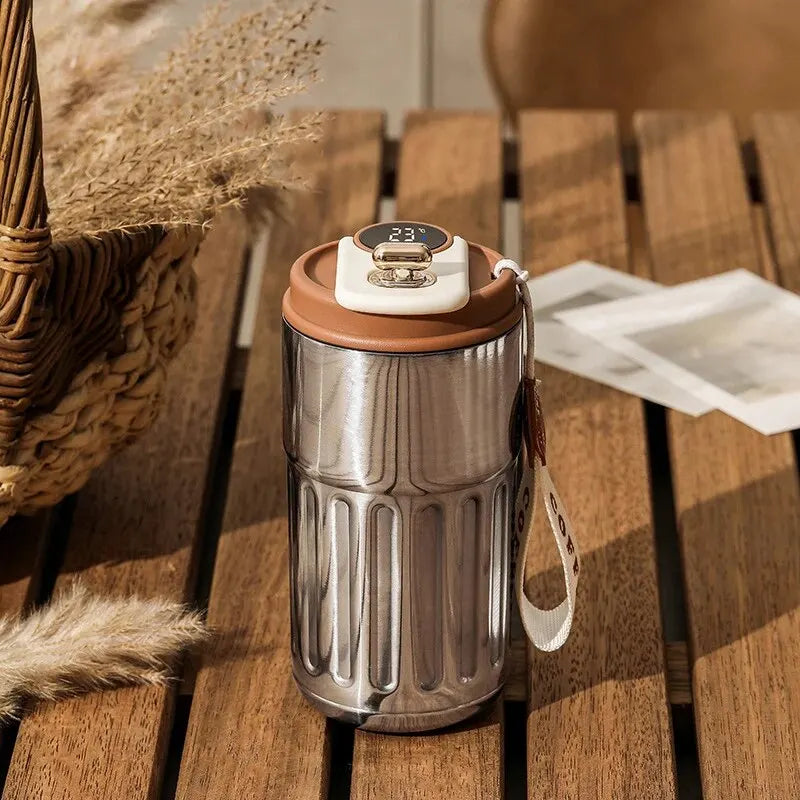450ml Smart Display Thermosflasche - 316 Edelstahl Kaffeebecher, tragbecher für Büro