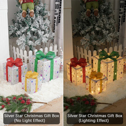Weihnachtsbeleuchtete Geschenkkisten mit Fernbedienung