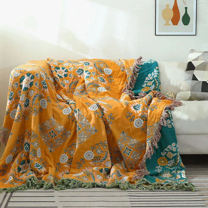 Garduru - Boho Decke aus weichem und elegantem Baumwollstoff