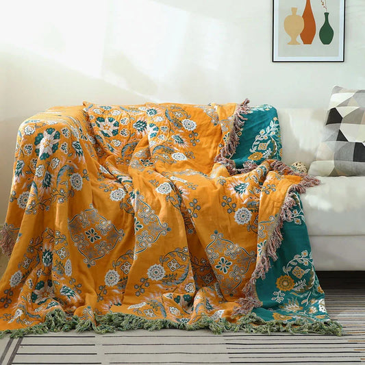Garduru - Boho Decke aus weichem und elegantem Baumwollstoff