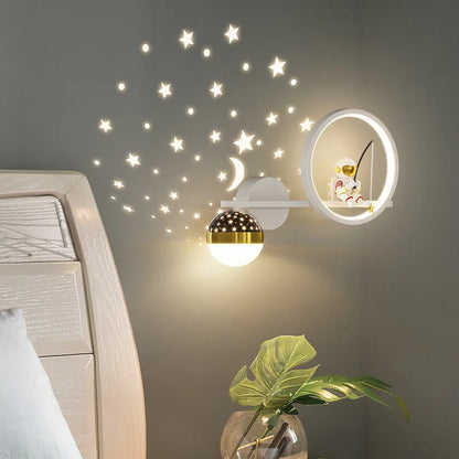 Home Decor Sternprojektor Wandleuchte LED Metallkörper Weltraumstil Kinder Wandleuchte Licht Harz Astronaut Kinderzimmer Modern Lustres