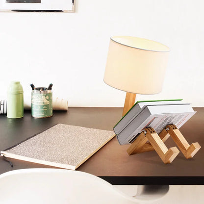 Moderne Holz Tischlampe mit integriertem Buchhalter – Stilvolle Beleuchtung für Ihr Zuhause