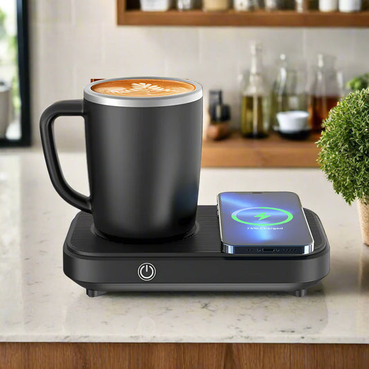 Royaleva Heiße und Kalte Tasse Thermostat Pad mit Drahtloser Ladung – 3-in-1 Untersetzer für Zuhause & Büro