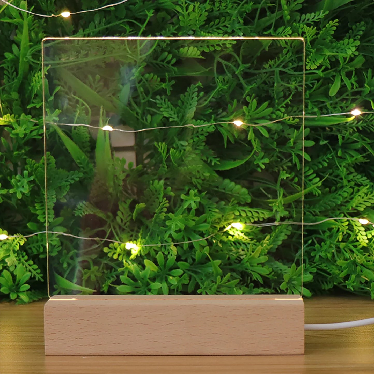 LED Holzlichtanzeige Basis – USB Holzständer für Kristall- und Harzkunst