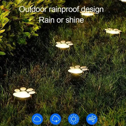 Solarlampe im Pfotenabdruck Design – LED Gartenbeleuchtung in Multicolor für Außenbereich