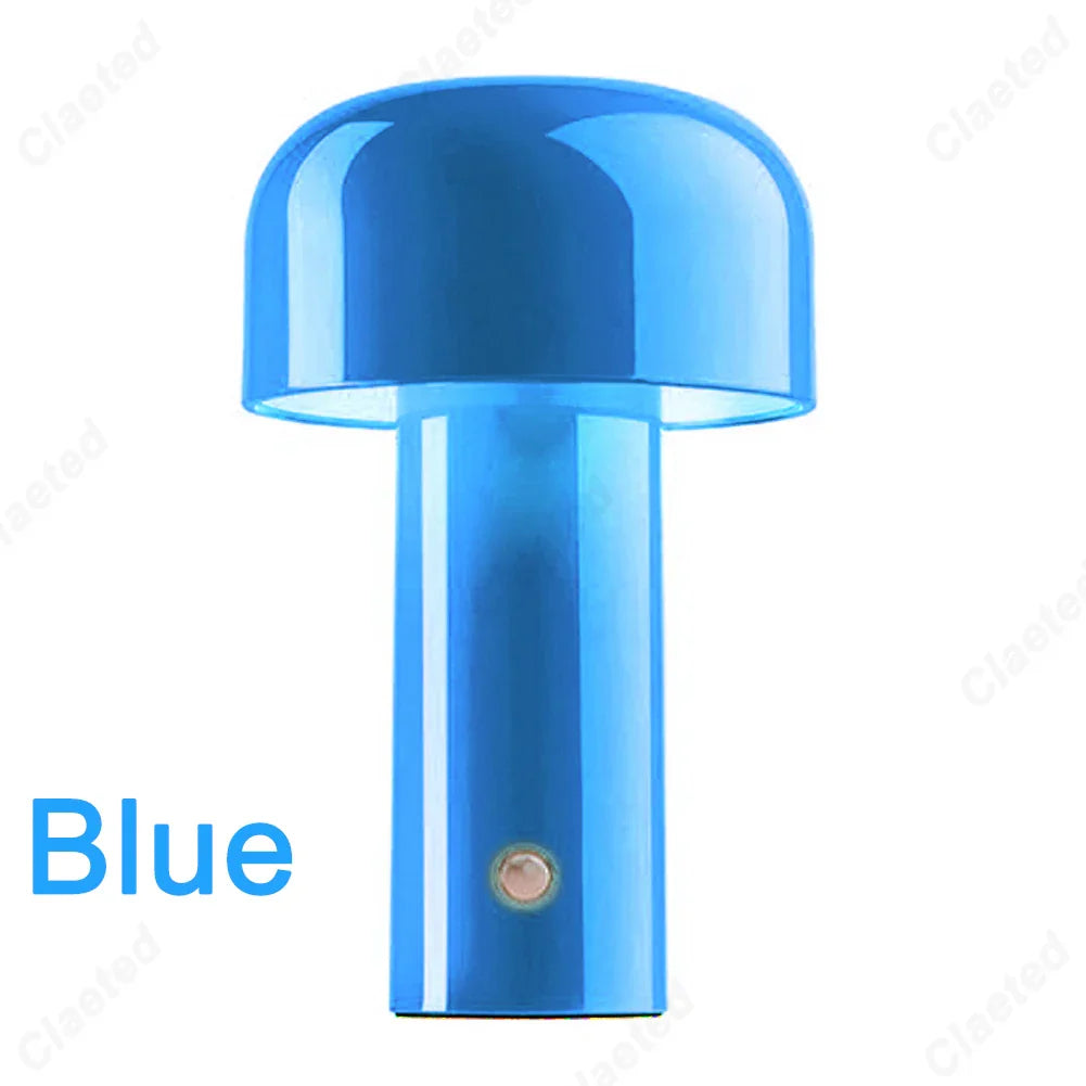 Kleine Blaue Pilz Tischlampe – Wiederaufladbares Modernes Design für das Schlafzimmer