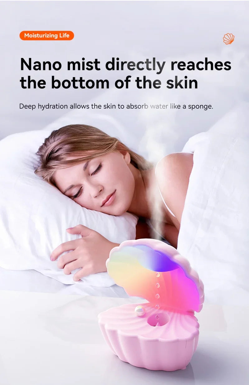 Shell Schlafhilfe Bluetooth Lautsprecher – RGB Nachtlicht mit Luftbefeuchter & Anti-Schwerkraft-Design