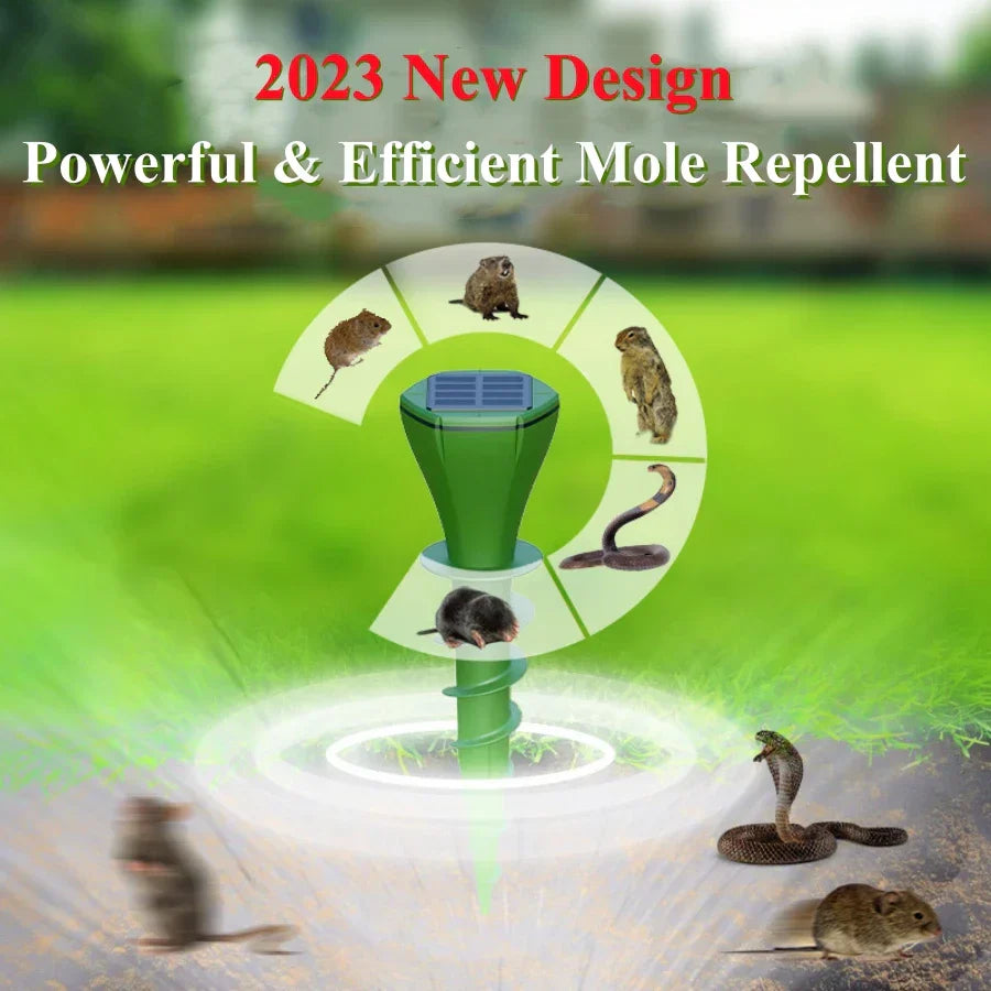Garduru MOLE REPELLER – Solarbetriebener Maulwurfschreck mit 3 Vibrationsmodi & IP65 für effektiven Gartenschutz