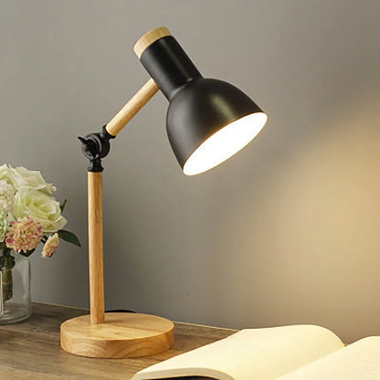 Bunte Holz-Tischlampe mit verstellbarem Gelenk – Nordic Style Nachttischlampe für Wohnzimmer und Schreibtisch