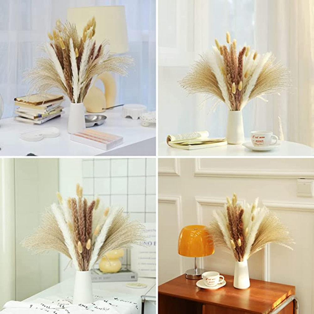 100 stück/Lot Pampas Set Flauschigen Natürliche Getrocknete Blumen