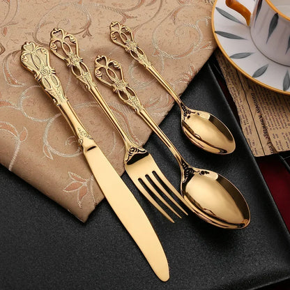 24-teilige Gold Besteckset – Elegantes Besteck für luxuriöses Essen