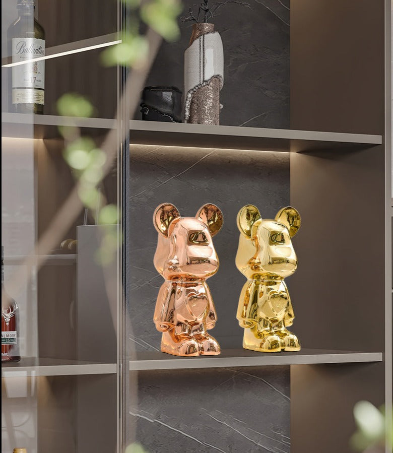 Space Bear Metallische Skulptur Figur