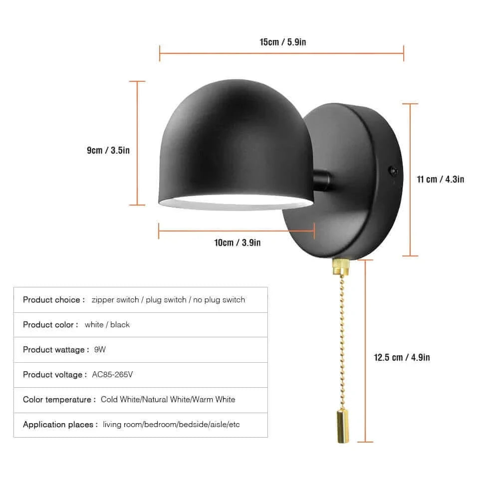 Semi-Sphere Schalter- oder Stecker-Wandlampen