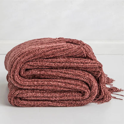Garduru - Weiche Chenille-Strickdecke für Bett und Sofa