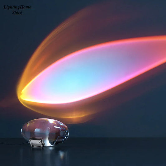 Royaleva Italienischer Designer Kristalltischlampe mit LED-Nachtprojektor