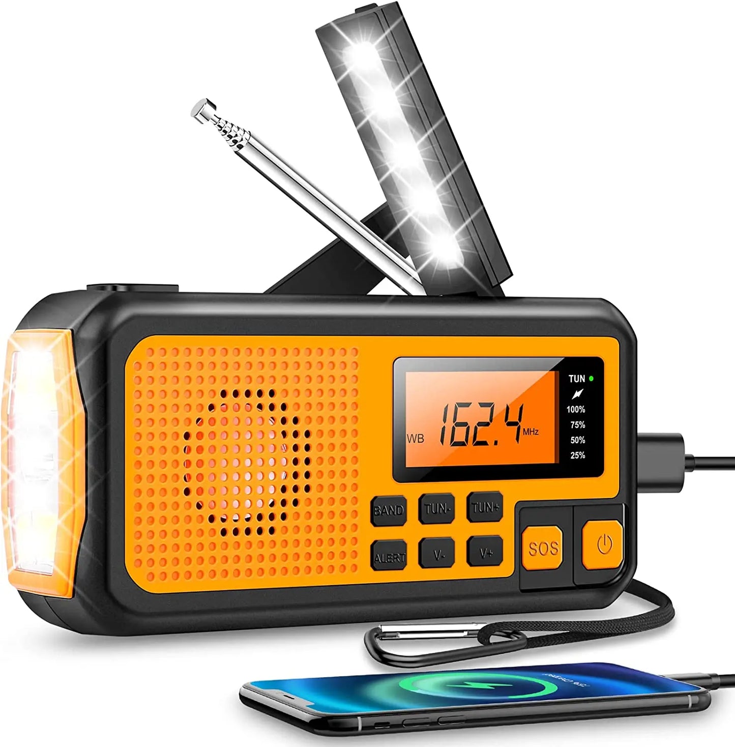 Notfall-Radio mit Kurbel & Solar – Tragbares Dynamo-Radio mit Powerbank & LED-Taschenlampe
