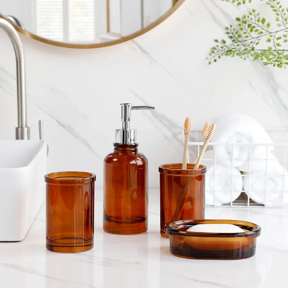 Apothecary Luxe – Elegantes Glas-Badezimmer-Set für einen zeitlosen Look