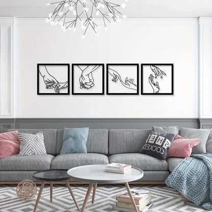 Verbundene Hände Metall-Wanddekoration – Minimalistisch und Verbindend