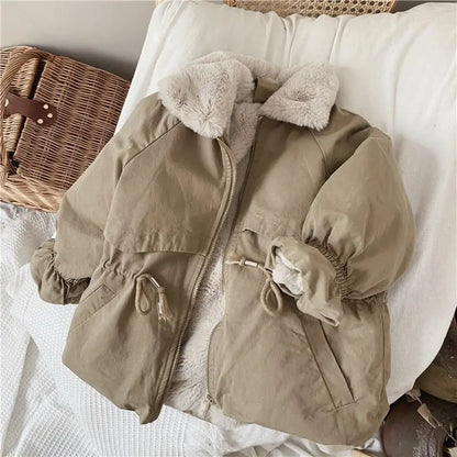 Kinderfellgefütterte Khaki-Jacke