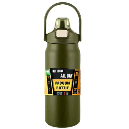 800ml Edelstahl Thermobecher - Tragbarer Vakuumflasche für heiße und kalte Getränke, Outdoor-Sport-Wasserflasche mit Strohhalm