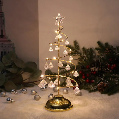 Gold-silberne LED-Lichterkette mit Weihnachtsbaum-Tischlampe